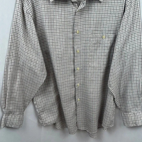 Yves Saint Laurent Shirt, Button Front, Check, Plaid, Blue White Red, Neck 16 - Picture 3 of 9